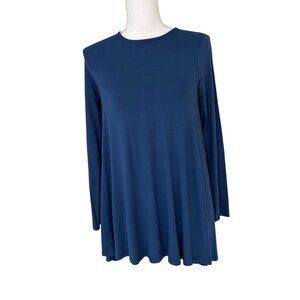 Eileen Fisher Top Size XXS Lightweight Flowy Viscose Aline Blue Long Sleeve